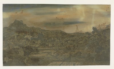 Valle con un río y un pueblo con cuatro torres de Hercules Segers