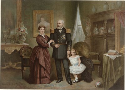 Retrato de Guillermo III, rey de los Países Bajos, Emma, reina regente de los Países Bajos, y Guillermina, reina de los Países Bajos de Herman Frederik Carel ten Kate