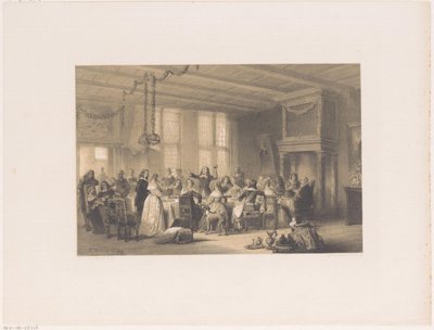 Brindis en una cena de bodas en el siglo XVII. de Herman Frederik Carel ten Kate
