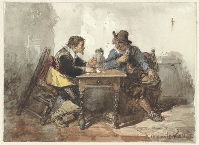 Dos hombres sentados en una mesa de Herman Frederik Carel ten Kate
