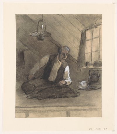 Sastre en el trabajo en un ático de Herman Heijenbrock (possibly)