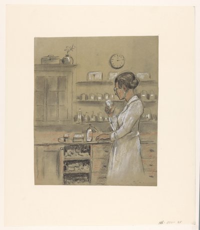 mujer, en, laboratorio de Herman Heijenbrock (possibly)