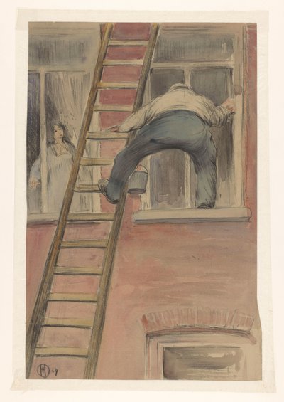 Limpiador de ventanas de Herman Heijenbrock (signed by artist)