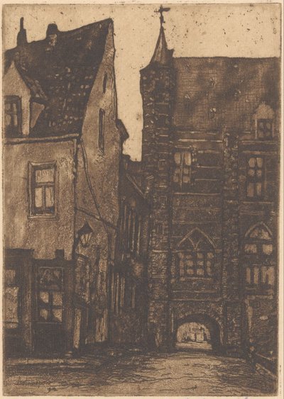 Vista de la Vleeshuis en Amberes de Herman Heuff (signed by artist)