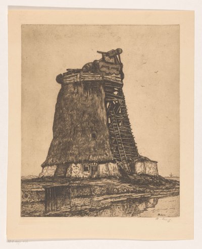 Molen (título en el objeto) de Herman Heuff (signed by artist)