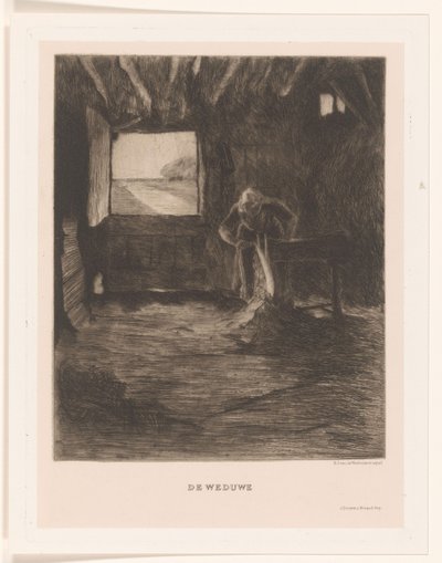 mujer en un granero La viuda (título sobre el objeto) de Herman Johannes van der Weele