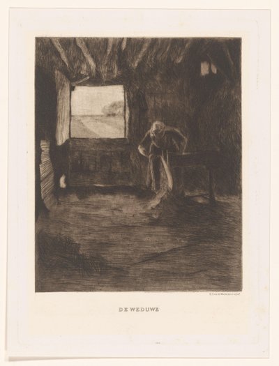 mujer en un granero La viuda (título sobre el objeto) de Herman Johannes van der Weele