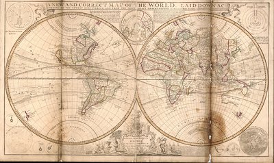 Un nuevo y correcto mapa del mundo trazado según los más recientes descubrimientos y a partir de las más exactas observaciones LOC 2017585674 de Herman Moll
