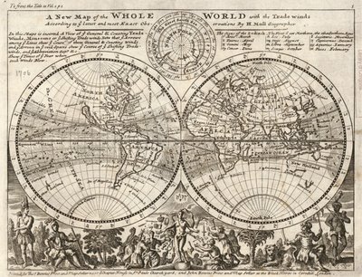 Un nuevo mapa de todo el mundo con los vientos alisios según vuestras últimas y más exactas observaciones LOC 2017585657 de Herman Moll