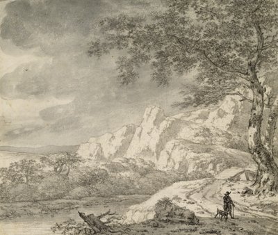 Paisaje montañoso con un excursionista de Herman Nauwincz