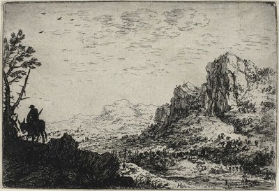 Un viajero montado en una mula, de Seis paisajes de Herman Saftleven