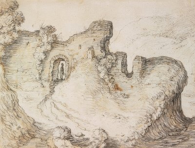 Paisaje montañoso con ruinas. Alrededor de 1650 de Herman Saftleven