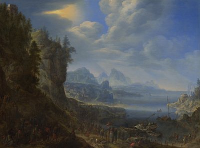 Cristo enseñando desde el barco de San Pedro en el Lago de Genesaret, 1667 de Herman Saftleven