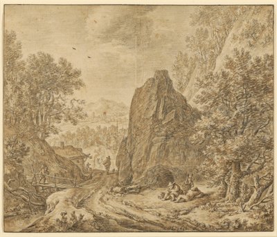 Paisaje montañoso con figuras de Herman Saftleven the Younger