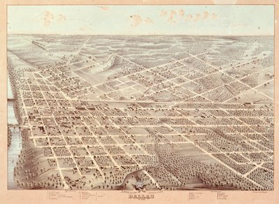 Mapa de calles de Dallas, Texas, 1872 de Herman attr. to Brosius