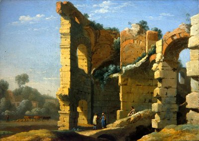 Paisaje italianizante con figuras conversando de Herman van Swanevelt