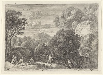sátiro bailando Paisajes con sátiros (título de serie) de Herman van Swanevelt