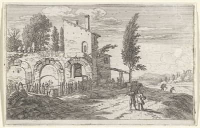 Posada en las ruinas del Palacio Imperial Portada y doce vistas de Roma (título de la serie) de Herman van Swanevelt