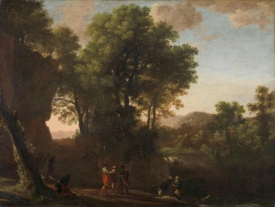 Paisaje con el bautismo del eunuco de Herman van Swanevelt