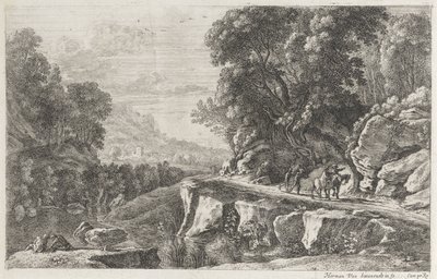 Paisaje con dos jinetes Cuatro paisajes fluviales (título de la serie) de Herman van Swanevelt