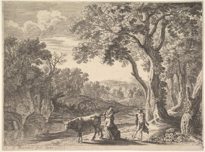 Mercurio convirtiendo a Battus en piedra de Herman van Swanevelt