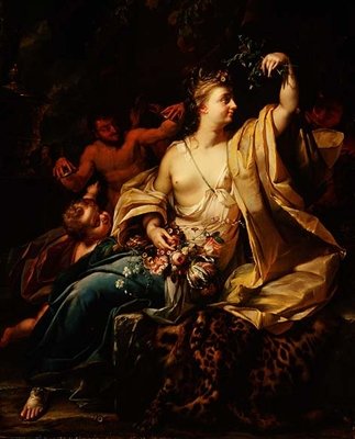 Bacante con un putto, sátiros y ninfas de Herman van der Myn