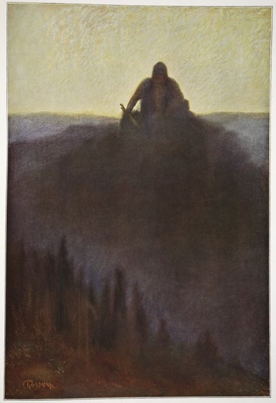 Wotan espera en Valhalla el final con su lanza rota, 1906 de Hermann Hendrich