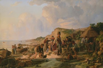 El regreso del pescador en Probsteier, 1837 de Hermann Kauffmann