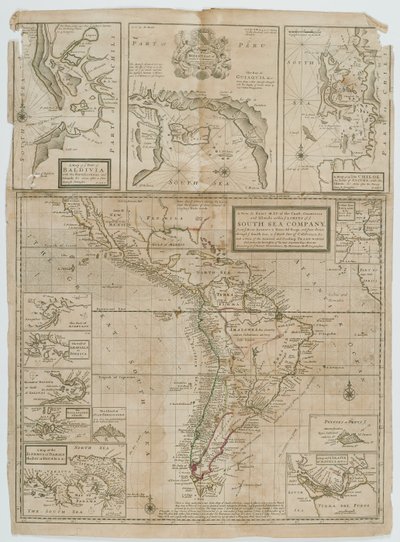 Un Nuevo y Exacto Mapa de los Países y las Islas de la Costa Dentro de los Límites de la Compañía del Mar del Sur de Hermann Moll