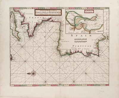 Carta de la costa marítima desde Inglaterra hasta los Estrechos de Hermann Moll