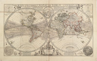 Un nuevo y correcto mapa del mundo, trazado según los más recientes descubrimientos y a partir de las observaciones más exactas, por Herman Moll, Geógrafo de Hermann Moll