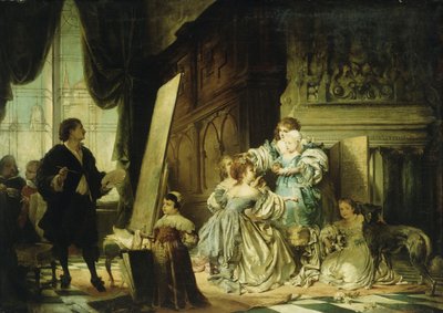 Van Dyck en su Estudio Pintando un Retrato de Carlos, Príncipe de Gales, Hijo de Carlos I de Hermann Schneider