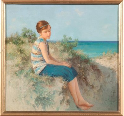Niña en las Dunas en la Playa del Mar del Norte en Sylt de Hermann Seeger