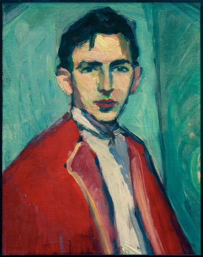 Autorretrato con chaqueta roja de Hermann Stenner