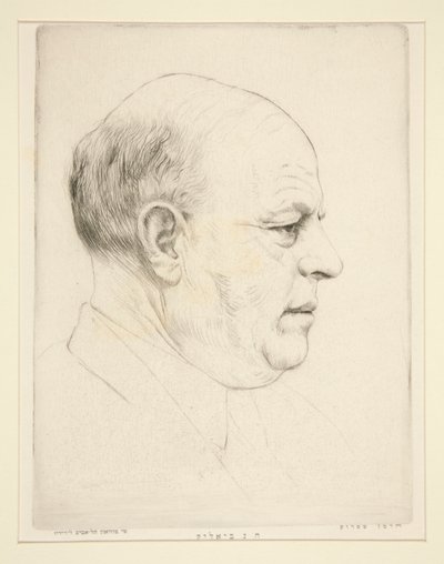 H. N. Bialik (retrato de cabeza de perfil) de Hermann Struck