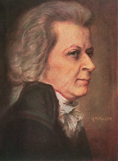 Wolfgang Amadeus Mozart (1756-91) pub. 1904 (litografía en color) de Hermann Torggler