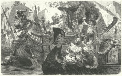 Caterina Cornaro zarpa de Venecia para convertirse en Reina de Chipre, 1472 de Hermann Vogel