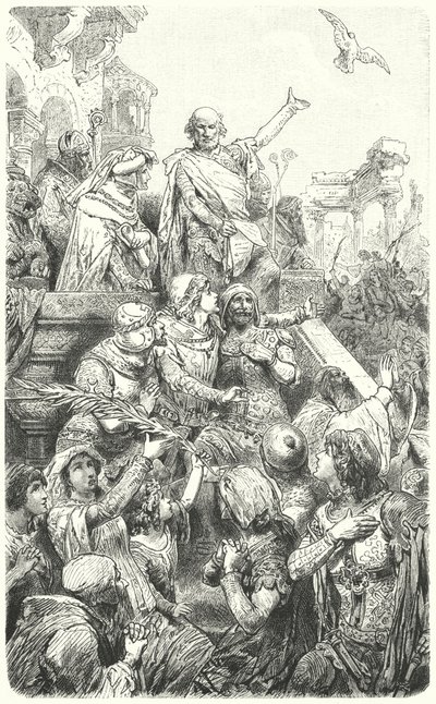 Cola di Rienzo da al pueblo de Roma una nueva constitución, 1347 de Hermann Vogel