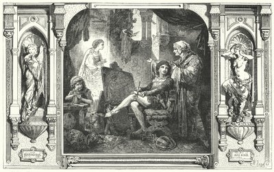 Dante Alighieri en el estudio de Giotto, siglo XIV de Hermann Vogel