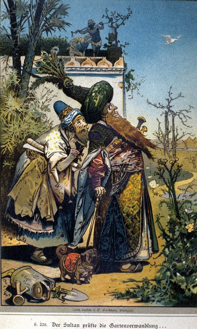 Ilustración de Vogel para el cuento de los hermanos Jacob (1785-1863) y Wilhelm (1786-1859) Grimm: "El viejo sultán" de Hermann Vogel