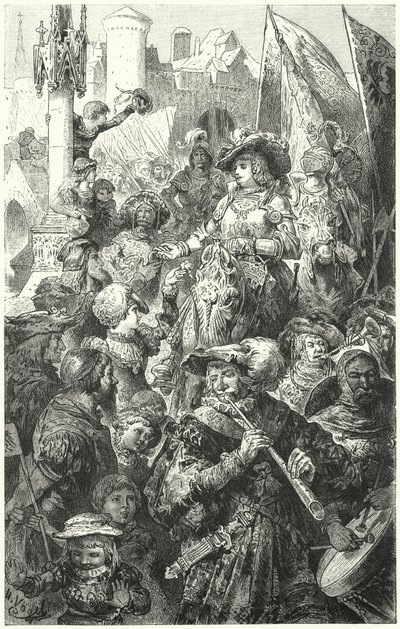 Procesión de Landsknechts partiendo para la guerra, siglo XVI de Hermann Vogel