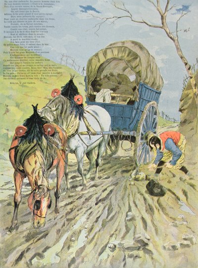 El carro atascado en el barro, de Fábulas de Jean de La Fontaine (1621-95) 1888 de Hermann Vogel