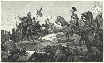 El encuentro entre Escipión Africano y Aníbal antes de la Batalla de Zama, 202 a.C. de Hermann Vogel