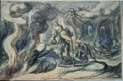Eurídice en el infierno. Pintura de Hermann Weyer (1596-1621). Acuarela y tinta sobre papel, 20,9 x 32,2 cm de Hermann Weyer