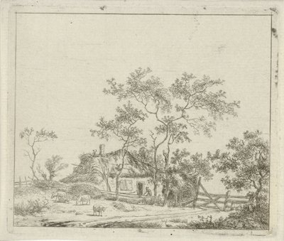 Granja con cuatro ovejas de Hermanus Fock