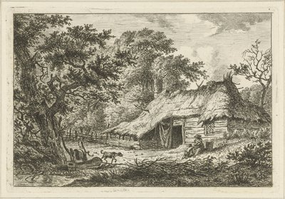 Granja con esposa, hijo y perro de Hermanus Fock