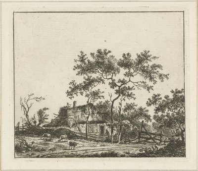 paisaje con granja Seis paisajes (título sobre objeto) de Hermanus Fock