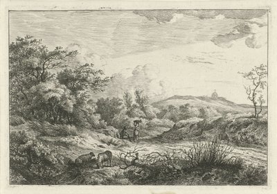 paisaje con pastor y mujer de Hermanus Fock