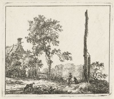 Paisaje con poste alto Seis paisajes (título de la serie) de Hermanus Fock