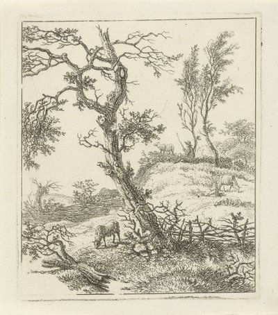 paisaje con pastor en una colina de Hermanus Fock